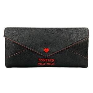 Miu Miu miumiu Long Wallet 5MH379 Black Red Leather